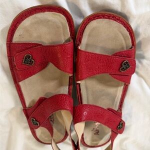 Alegria Vibrant Red Sandals with Heart Accents